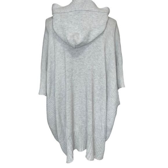 Caslon Gray Hooded Knit Poncho With Button Front Closure Womens Size M/L - Picture 2 of 10